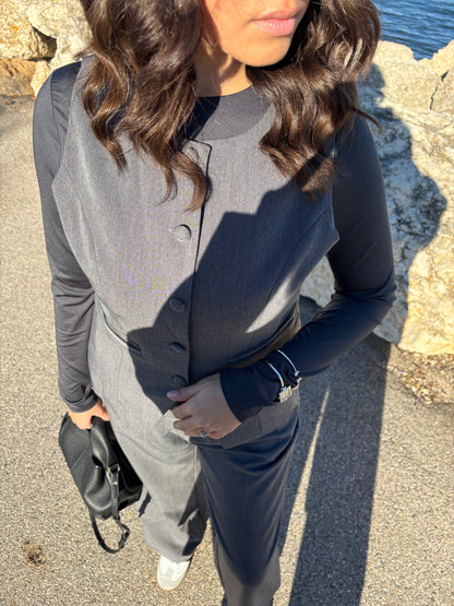 Ensemble gris blazer sans manches